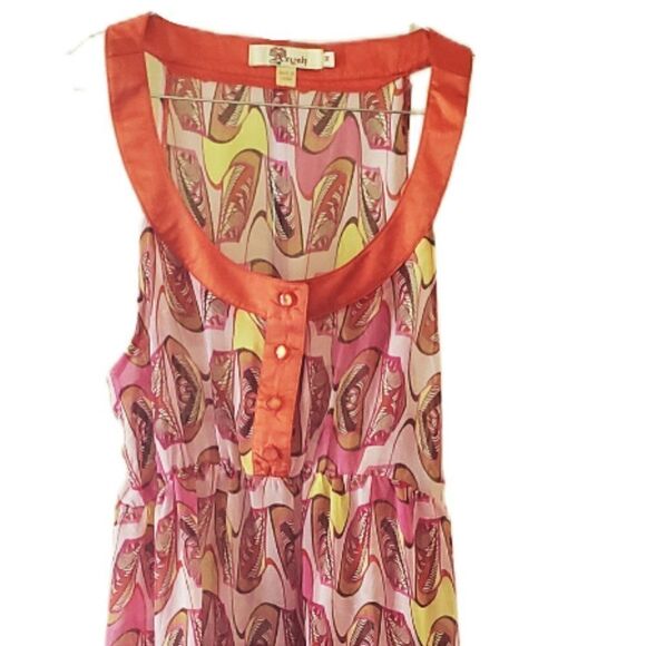 Aryeh Sleeveless Colorful Patterned Sheer Tie Back Dress - Picture 3 of 5